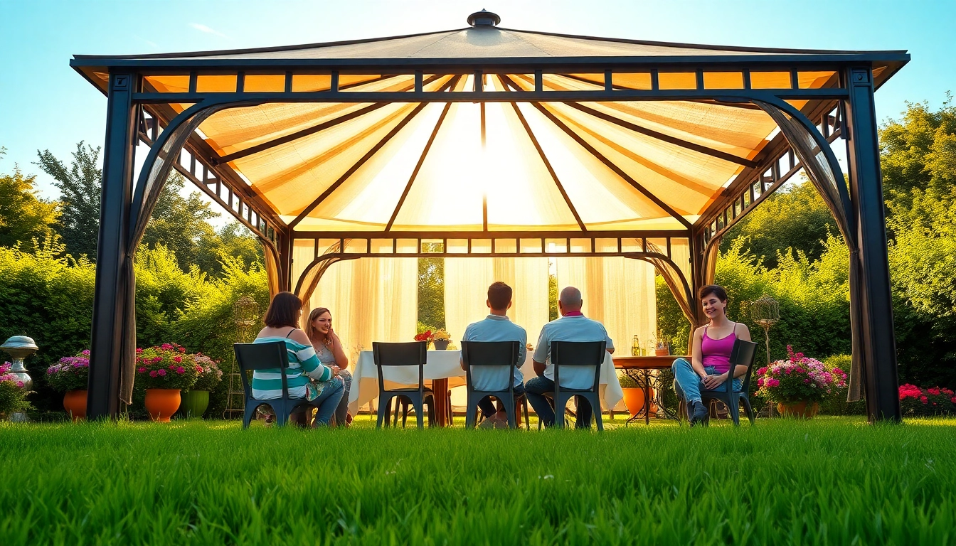 Enjoy a relaxing gathering under a sturdy gazebo in Ireland, perfect for outdoor events.