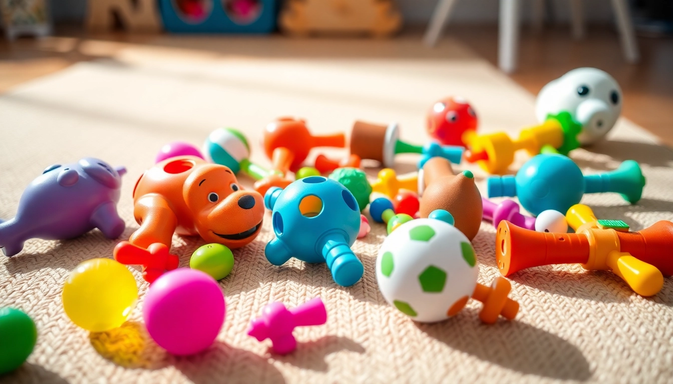 Engaging pet toys for dogs featuring vibrant colors and varied textures, promoting fun playtime.