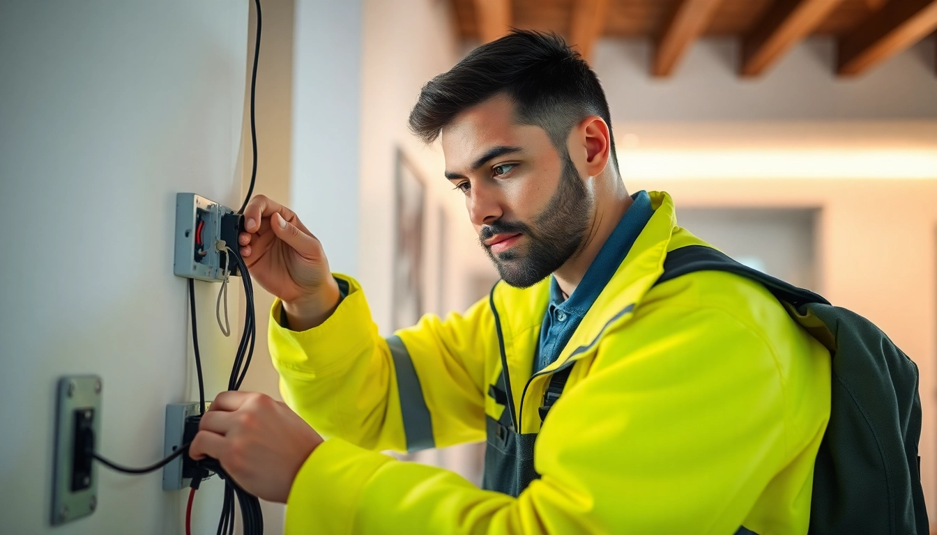 Electrician Notdienst performing urgent repairs on electrical systems during a home emergency.