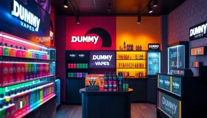 Find dummy vapes near me in a stylish vape shop showcasing vibrant Dummy Vapes displays.