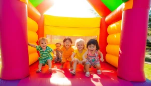 Enjoy a fun bounce house rental near me for exciting children's parties in a colorful outdoor setting.