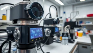 Showcasing Hydrogen Cyanide detection system with advanced sensors in a professional lab environment.