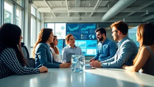 Boost your digital marketing edmonton strategy with a vibrant team collaborating in a modern office.