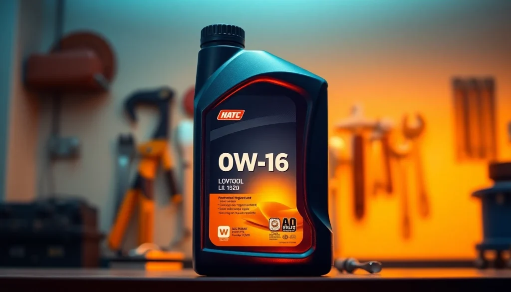 Showcasing 0W-16 oil in a professional workshop setting, highlighting its advanced engine protection features.