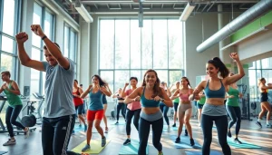 Join the best gym near me with a lively group fitness class surrounded by modern equipment.