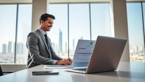 Facilitating ejari cancellation in a modern office setting with cancellation documents.