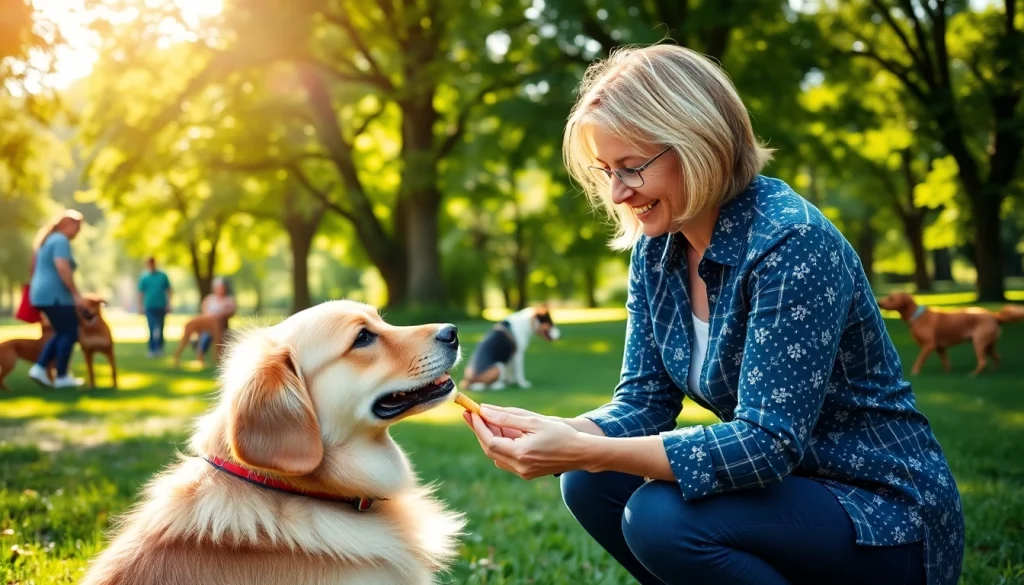 Engaging dog training session with a golden retriever in Irvine, highlighting effective techniques in action.