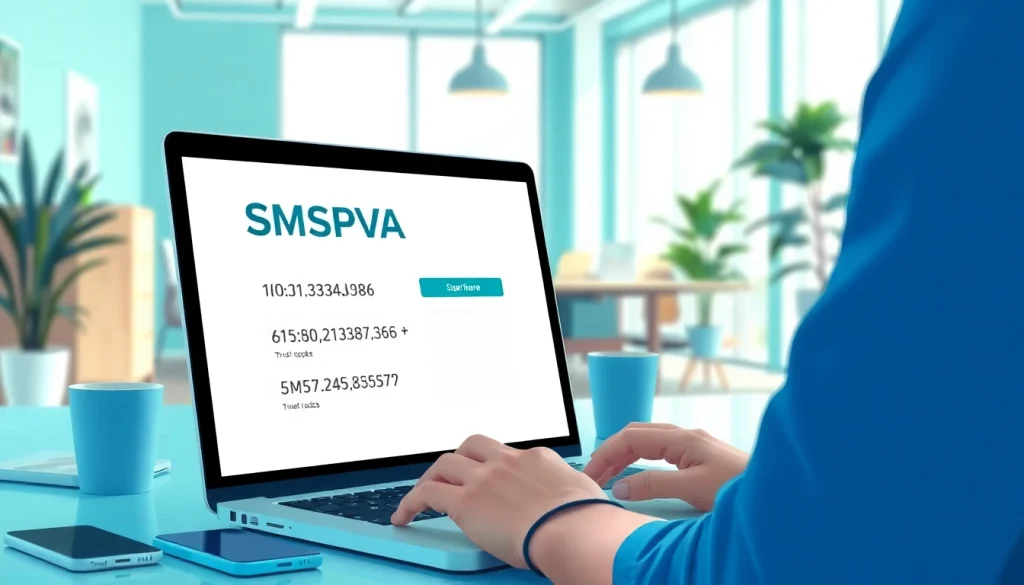 Accessing SMSPVA services on a laptop in a modern workspace