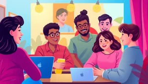 Engaging group of users enjoying شات عربي conversations in a lively online setting