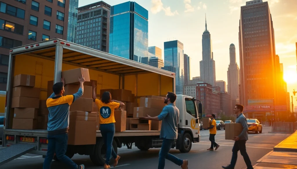 Best movers NYC team efficiently relocating items in a busy urban setting.