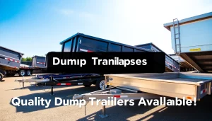 Explore high-quality dumpster trailers for sale in a vibrant marketplace setting.