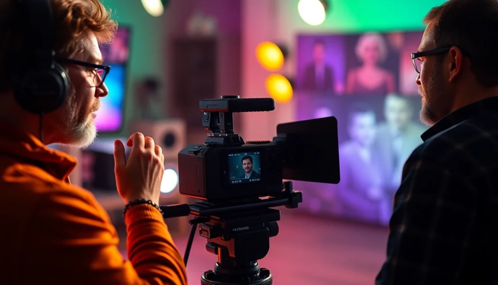 Creating 홍보영상제작 with a team during a vibrant video shoot, showcasing collaboration and creativity.