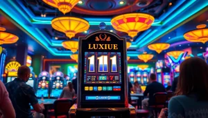 Permainan menarik pada mesin slot luxury111 slot dengan suasana kasino yang mewah dan menggembirakan.