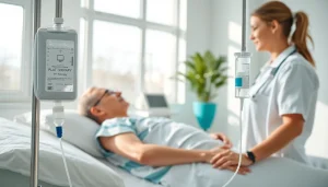 IV Therapy session with patient receiving hydration in a calm and professional clinic setting.