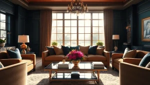Menggambarkan interior mewah luxury111 yang elegan dengan pencahayaan alami dan warna yang kaya.