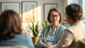 Engaging session with an attachment theory specialist fostering connection in a tranquil office.