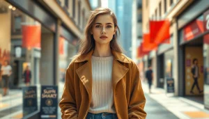 Evaluate north fashion reviews on stylish outfit modeled in urban environment.