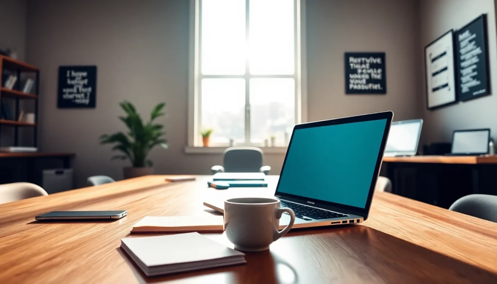Highlighting a professional workspace for Reverbtime Magazine with creative elements and vibrant atmosphere.