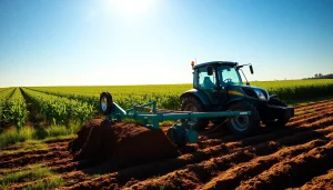 New Holland Traktor arbeitet auf einem grünen Feld und symbolisiert landwirtschaftlichen Erfolg.