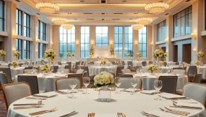 Arrange the elegant decor in an event space for memorable celebrations.