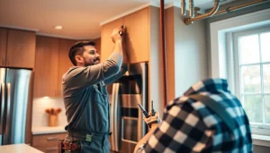 Expert water heater installation Raleigh service in a modern kitchen setting with a technician at work.
