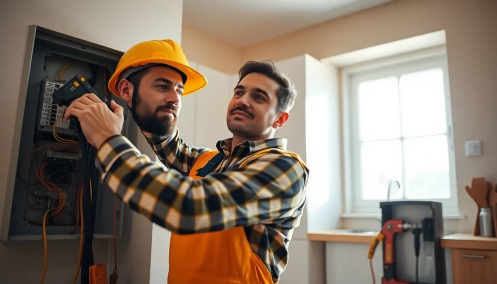 Performing Electrical Service with a skilled electrician focused on a panel.