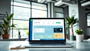 Manage vrr parking easily with innovative software showcased on a laptop in a modern office.