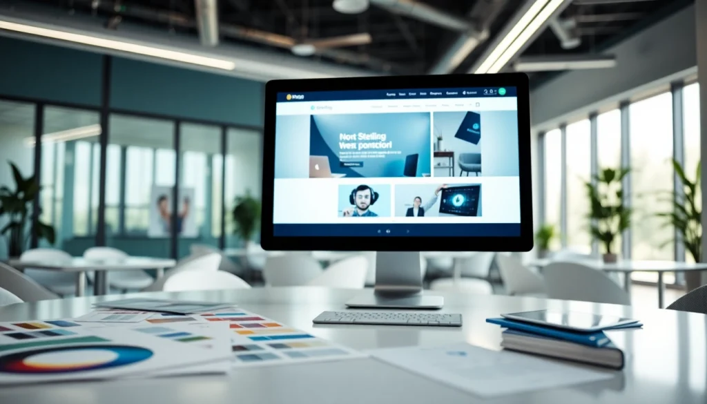 Creating a stunning website design in a bright, professional workspace.