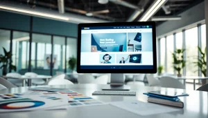 Creating a stunning website design in a bright, professional workspace.