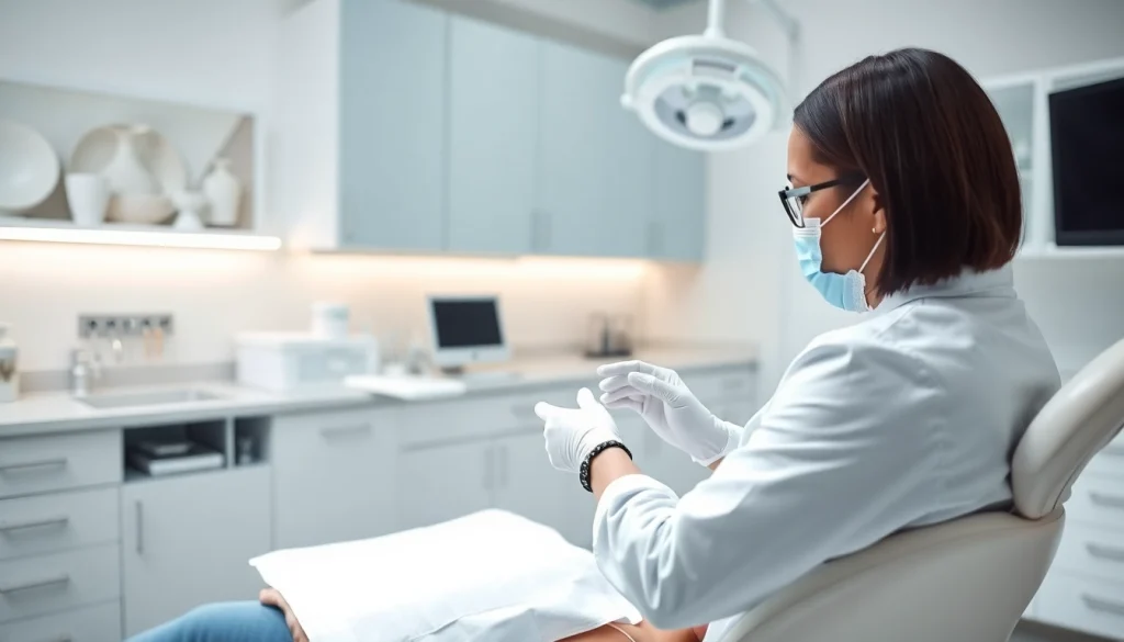 Installing dental bridges in a modern clinic emphasizes patient care and precision.