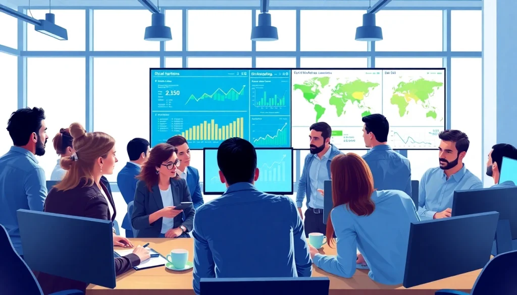 View of a dynamic team of seo companies kansas city collaborating over digital strategies and analytics.