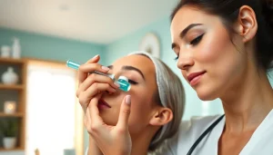 Apply Acne Treatment in a professional clinic setting with skincare expert and patient.