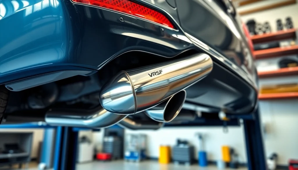 Examine the vrsf single midpipe on a lifted BMW, showcasing its premium stainless steel build.