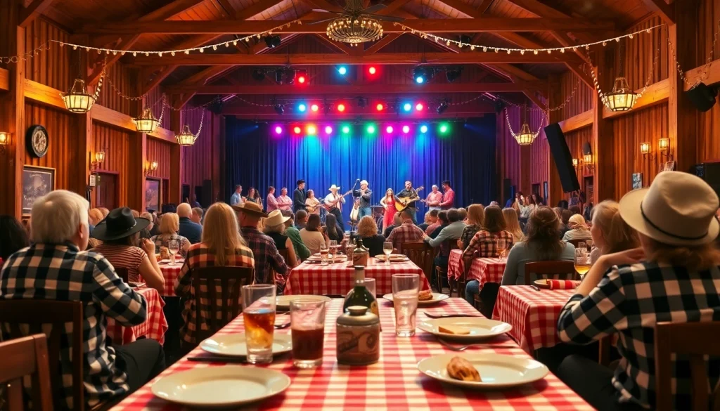 Enjoy the vibrant atmosphere at the firelight barn dinner theater with lively performances and BBQ meals.