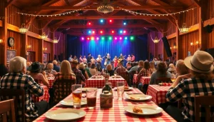 Enjoy the vibrant atmosphere at the firelight barn dinner theater with lively performances and BBQ meals.