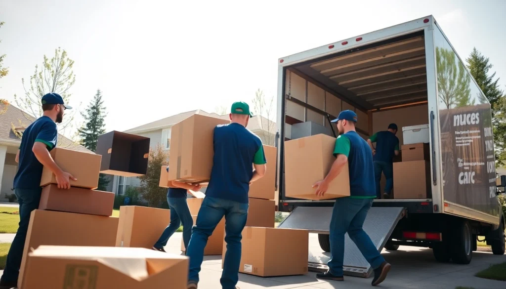 Movers calgary efficiently packing goods into a truck under bright sunlight, showcasing professionalism.