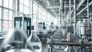 Cellulose ether factory showcasing advanced machinery in a bright industrial setting.