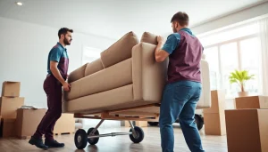 Movers calgary lifting furniture carefully during a professional relocation.