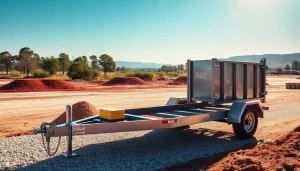 View of a used dump trailer for sale near me with a strong build and vibrant surroundings.