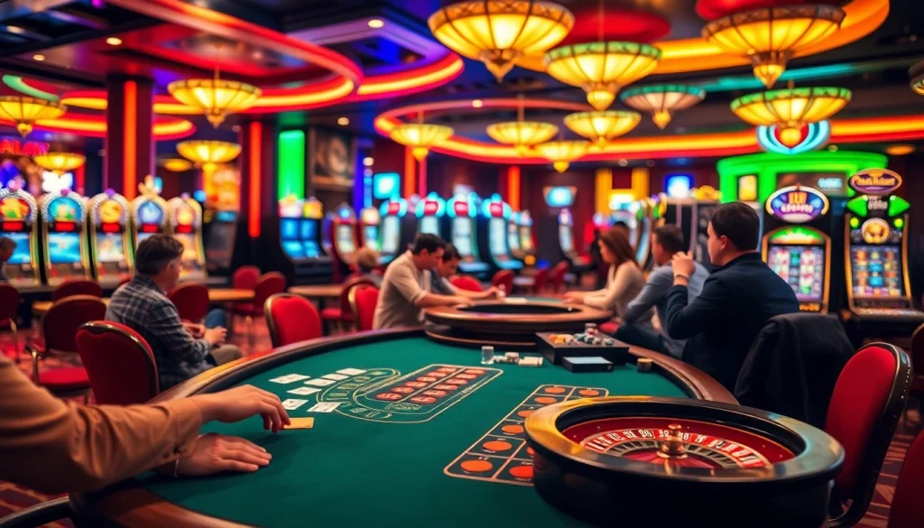 Découvrez des jeux de casino en jouant sur une table de blackjack animée avec des lumières vives.